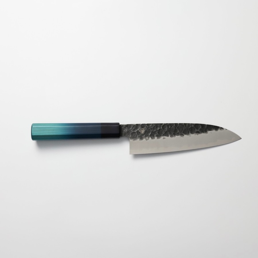 藍包丁 三德 170mm 鉬釩鋼 黑打鎚目