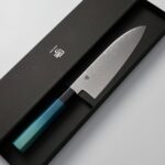 藍包丁 三德刀 165mm 銀三鋼 大馬士革