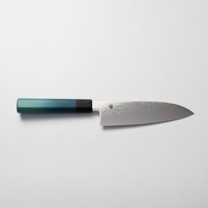 藍包丁 三德刀 165mm 銀三鋼 大馬士革
