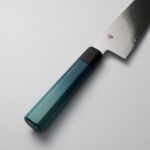 藍包丁 三德刀 165mm 銀三鋼 大馬士革
