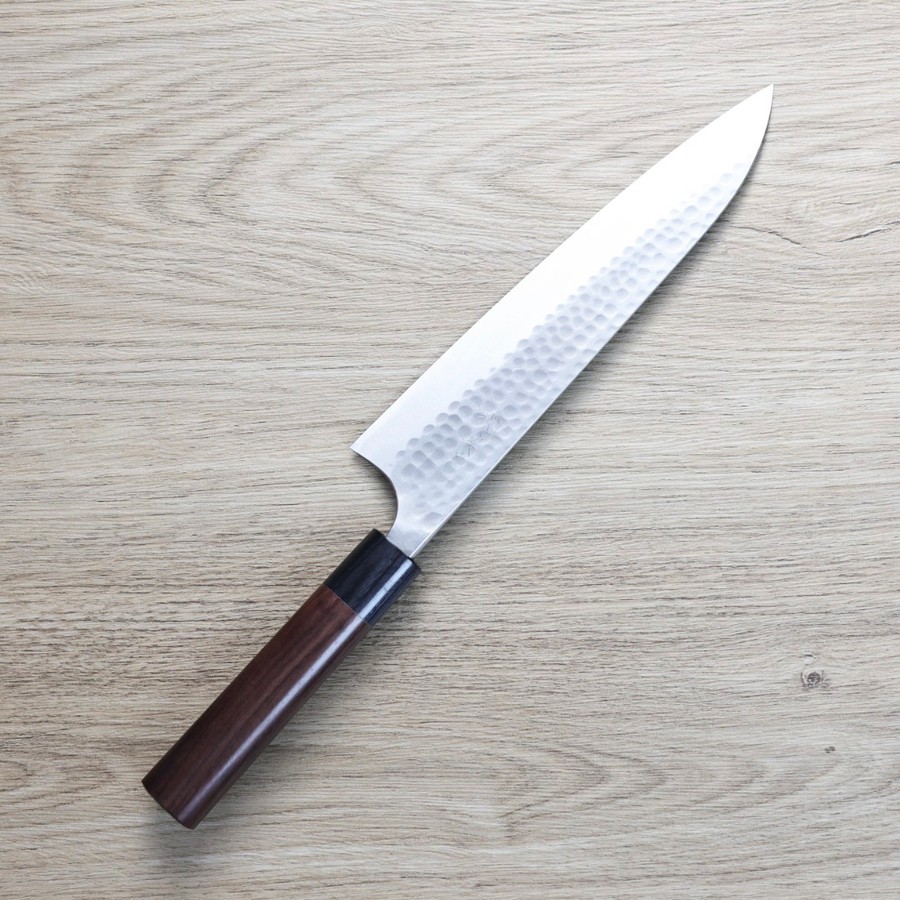 安立勝重 牛刀 210mm 青紙鋼 槌目