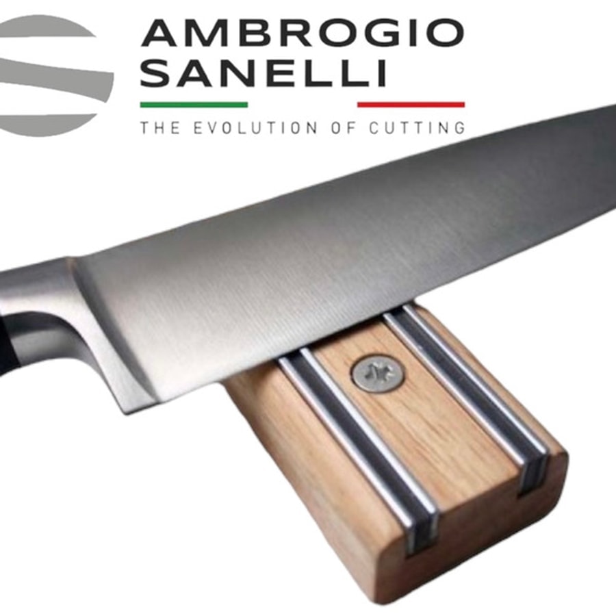 【SANELLI 山里尼】英國Bisbell 專業磁吸刀架 橡膠木45cm 磁鐵刀架 磁性刀架 刀具收納架 磁吸刀架