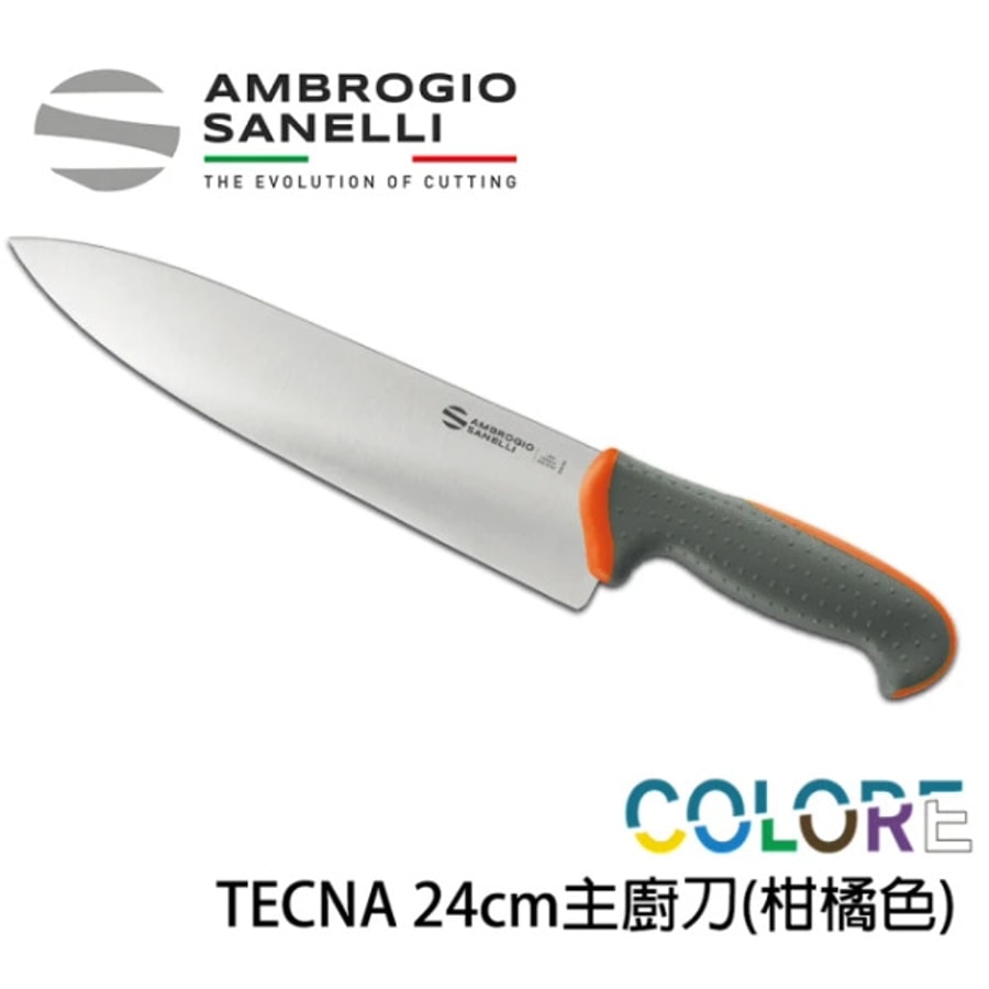 【 SANELLI 山尼里 TECNA 主廚刀 24cm 】繽紛色彩 可進洗碗機 抗菌手把 八色選擇