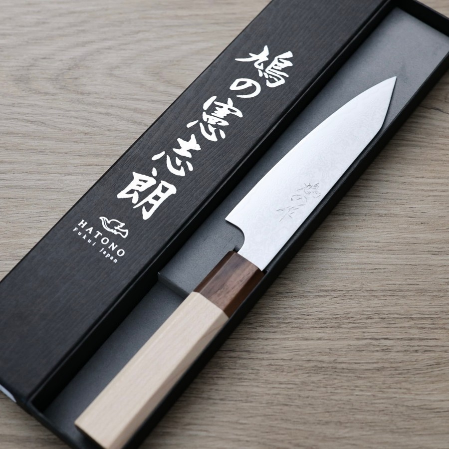 hatono-p135-g3-2 鳩野憲志朗 蔬果刀 135mm 銀三鋼 大馬士革