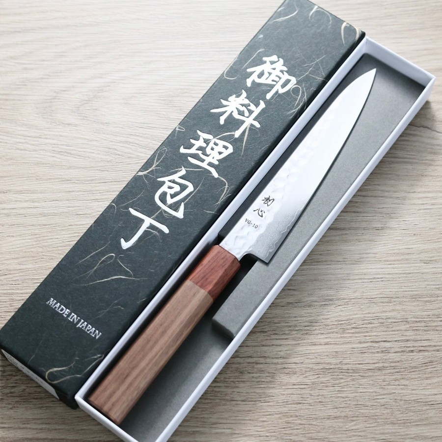 hatukokoro-p150-vg10-dt-2 初心 蔬果刀150mm VG10鋼<br>大馬士革鎚目