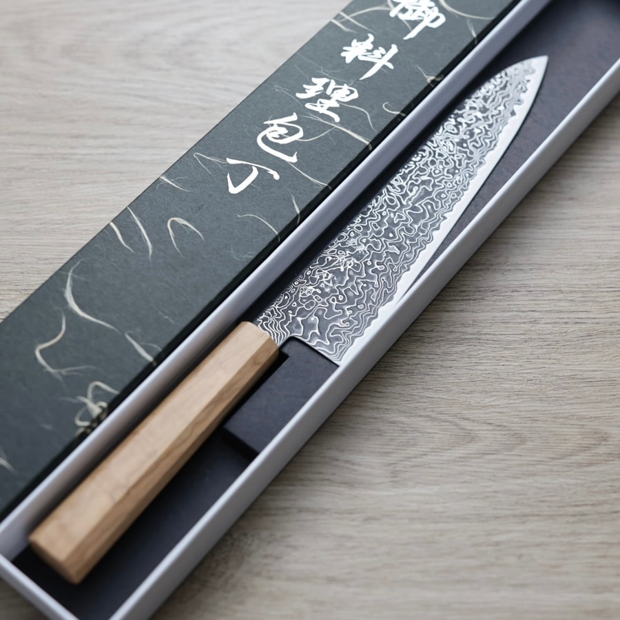 初心 流冰 牛刀 210mm SG2鋼 黑染大馬士革:圖片 2