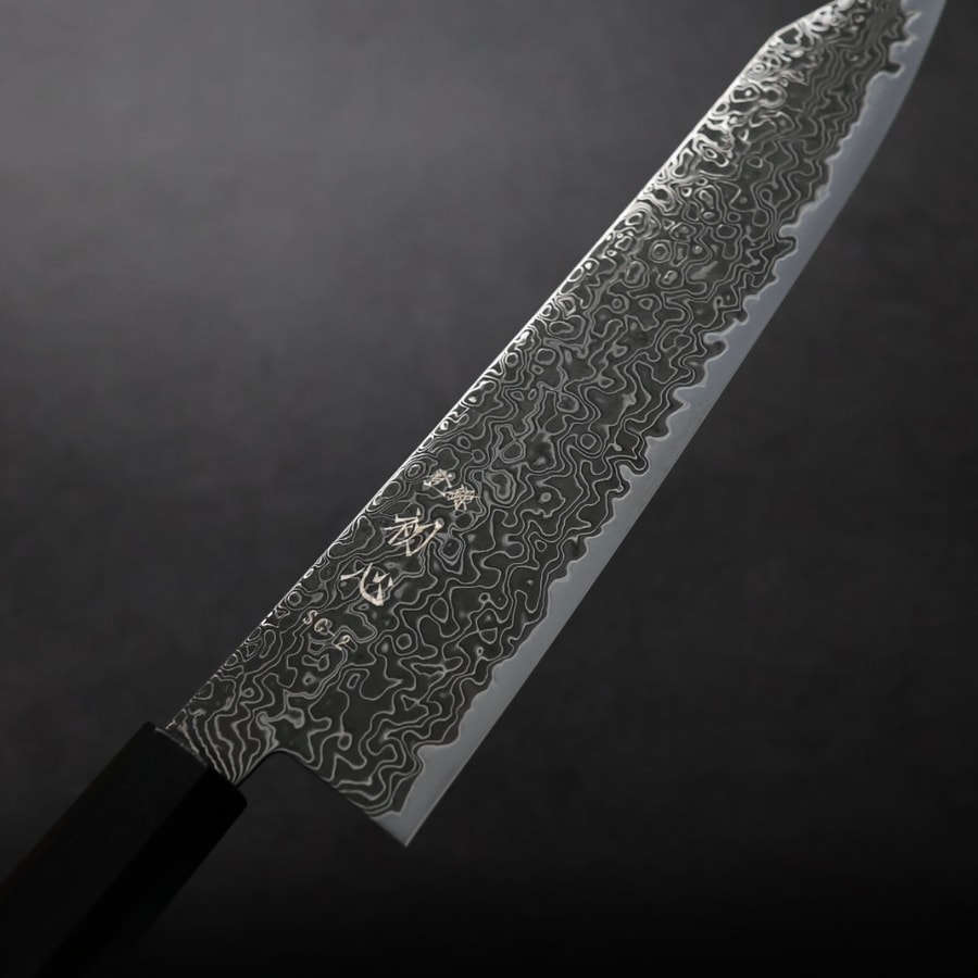 初心 流冰 牛刀 210mm SG2鋼 黑染大馬士革:圖片 5