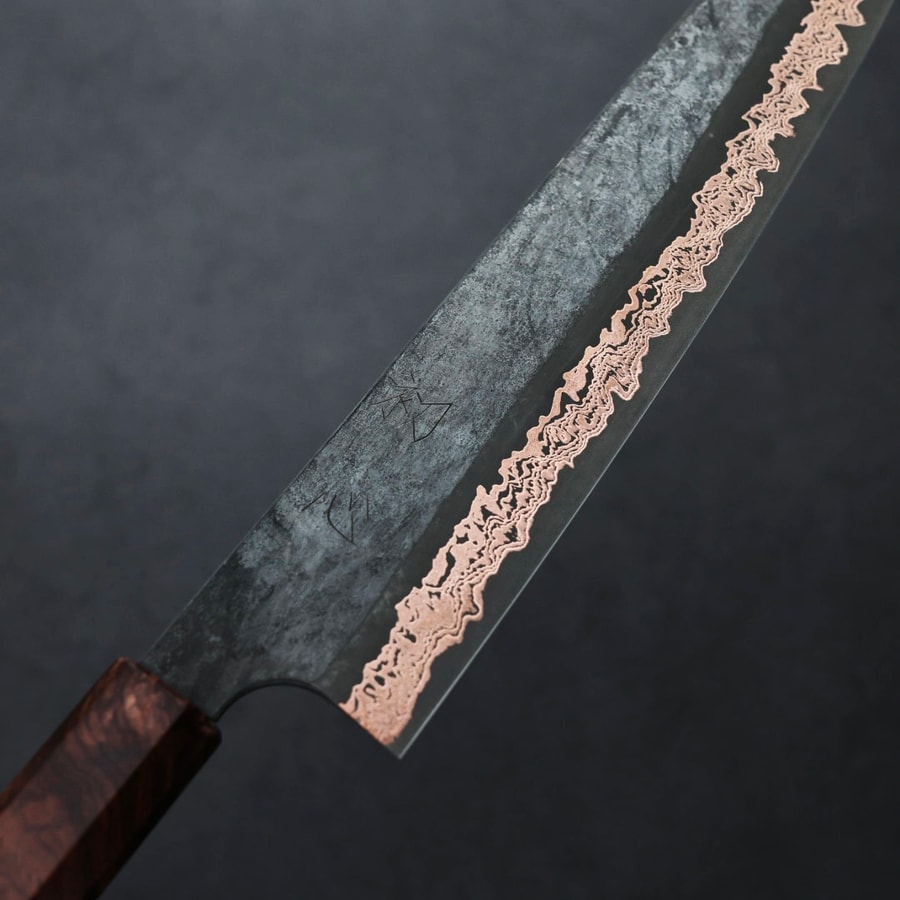 hk-g240-kisld-5 初心x二唐 喜 牛刀 240mm<br>SLD鋼 黑打有色大馬士革