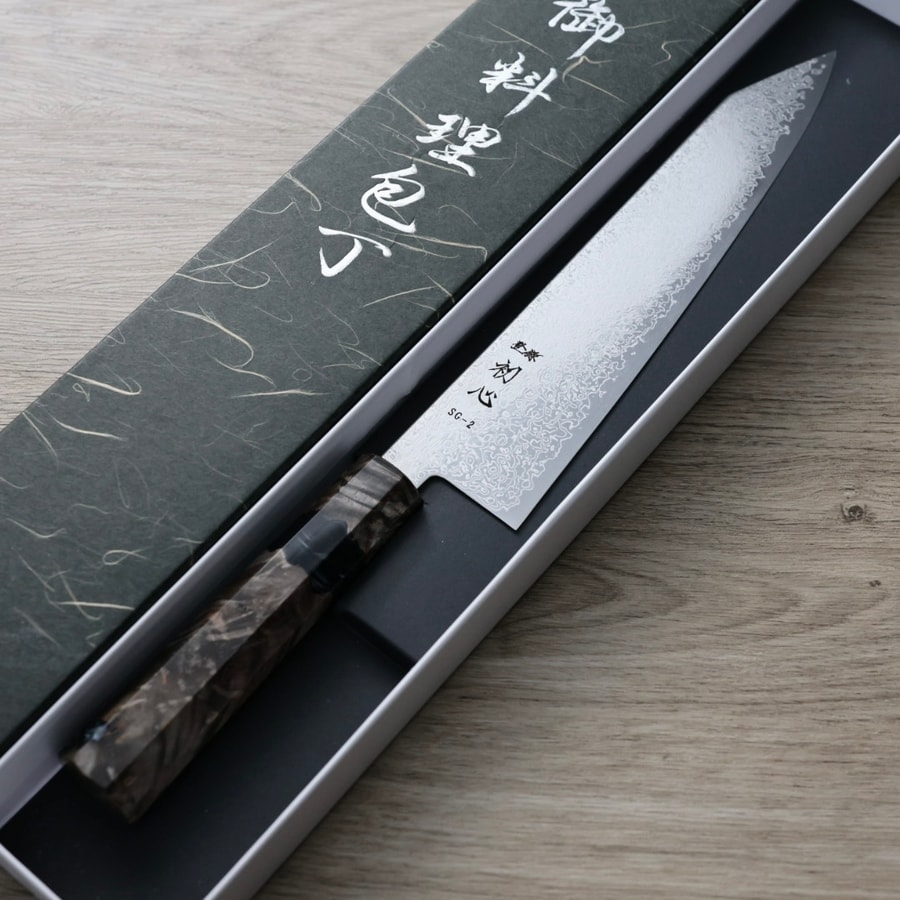 初心 細冰 切付牛刀 240mm SG2鋼 大馬士革:圖片 2