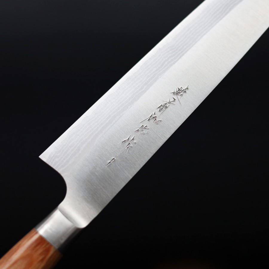 kamo-gyuto-vg10240-4 加茂勝康 牛刀 240mm VG10鋼<br>大馬士革