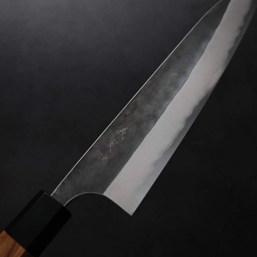加藤義実 牛刀 210mm <br>青紙超級鋼 黑打梨地:圖片 5