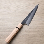 加藤義實 骨刻 150mm<br>青紙超級鋼 黑打