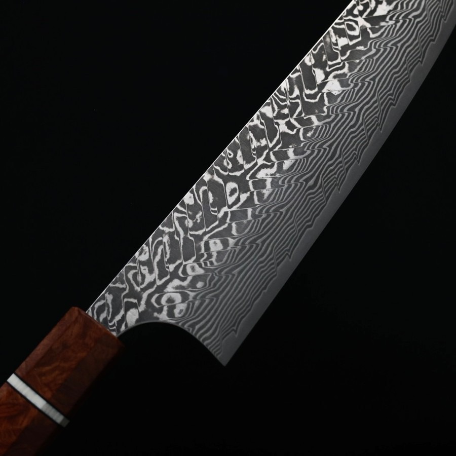 katoyoshimi-bunka-dwt-5 加藤義實 文化刀 170mm SG2粉末HSS鋼 黑染鎳大馬士革 花梨八角柄