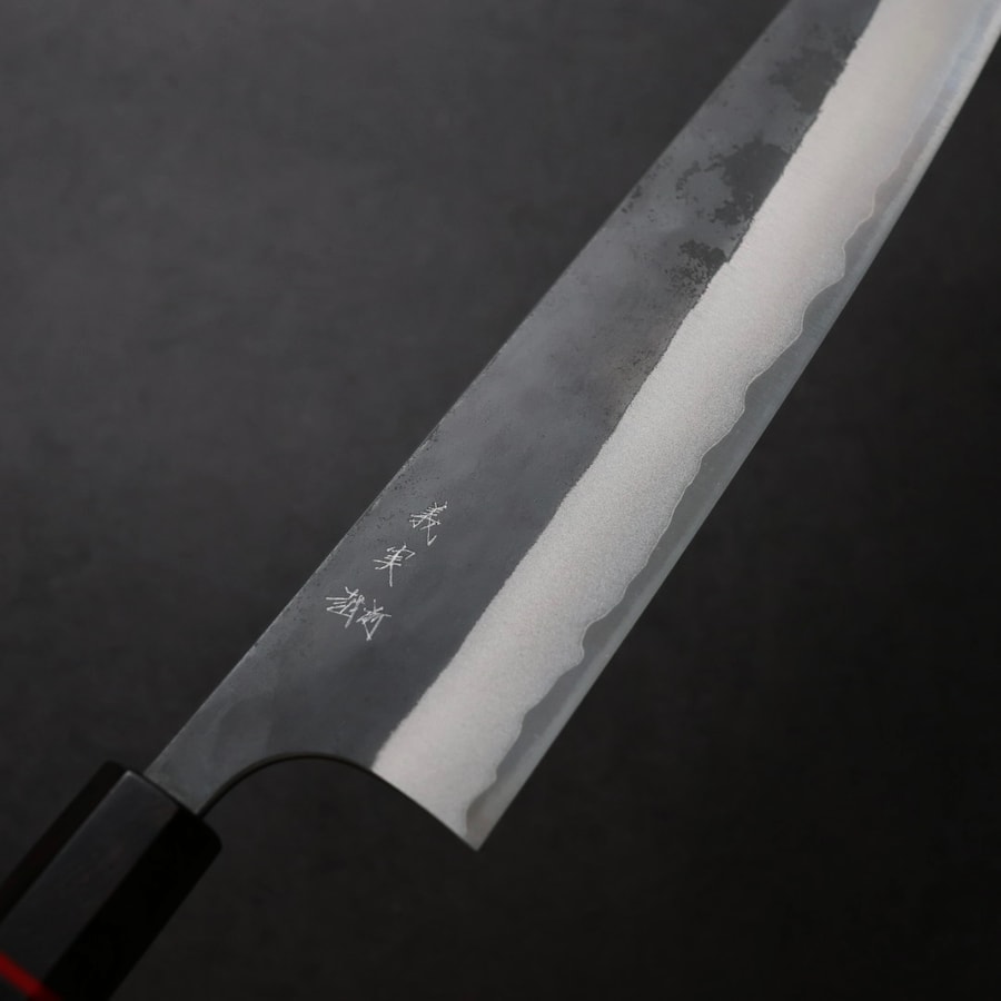 加藤義実 牛刀 240mm <br>青紙超級鋼 黑打梨地:圖片 6
