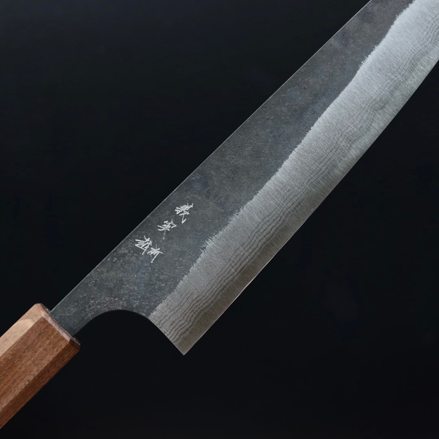 加藤義実 牛刀 210mm 青紙超級鋼 黑打墨流