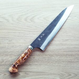 加藤義實 牛刀 240mm 青紙超級鋼<br>黑打大馬士革