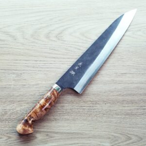 katoyoshimi-gyuto-240as 加藤義實 牛刀 240mm 青紙超級鋼<br>黑打大馬士革
