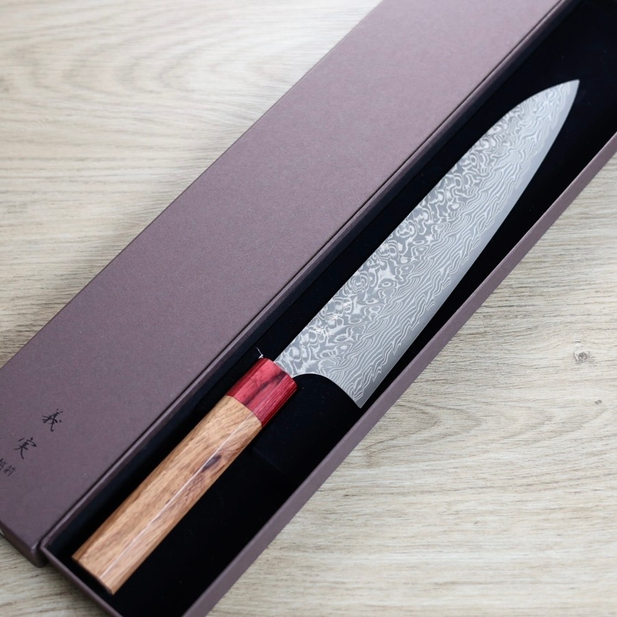 katoyoshimi-gyuto240-dw-2 加藤義實 牛刀 240mm SG2粉末HSS鋼 鎳染大馬士革