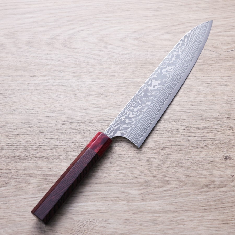 katoyoshimi-gyuto240-dw 加藤義實 牛刀 240mm SG2粉末HSS鋼 鎳染大馬士革