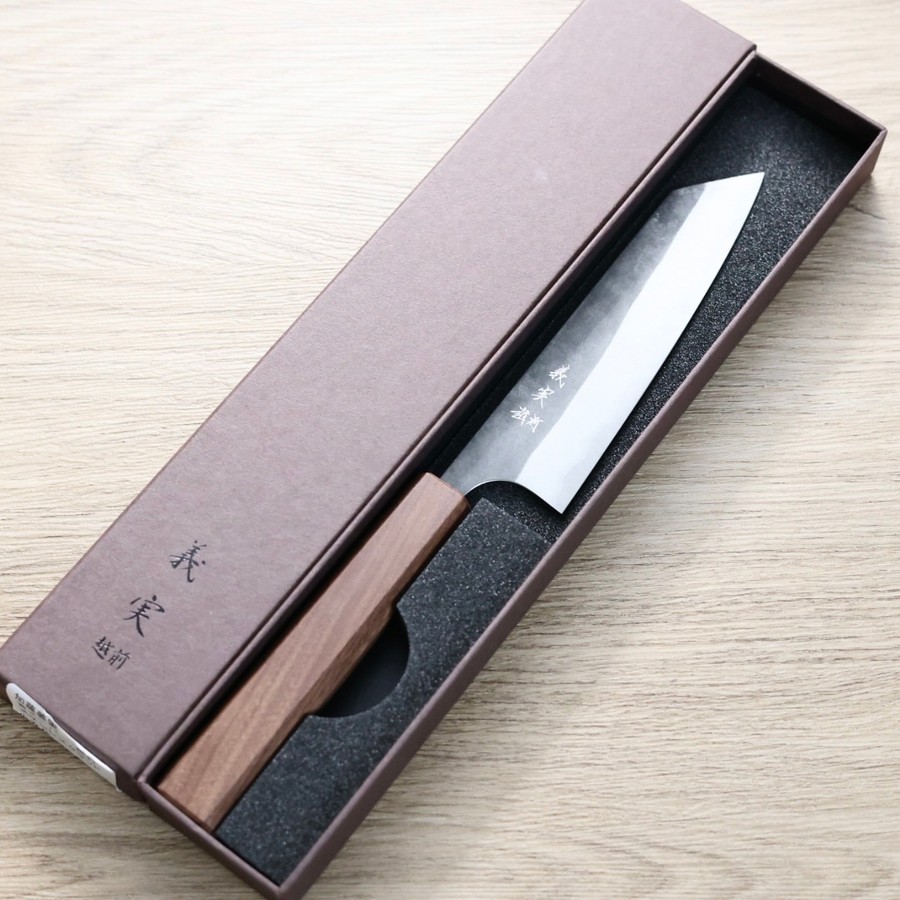 加藤義實 小文化刀 130mm 青紙超級鋼 黑打