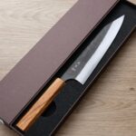 katoyoshimi-kiri-210as-w-2 加藤義実 切付牛刀 210mm <br>青紙超級鋼 黑打墨流