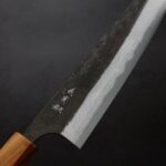 katoyoshimi-kiri-210as-w-5 加藤義実 切付牛刀 210mm <br>青紙超級鋼 黑打墨流