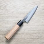 katoyoshimi-p120-ass 加藤義實 蔬果刀 120mm<br>青紙超級鋼 櫻桃木柄