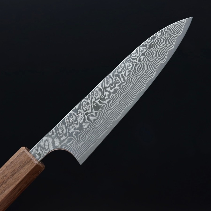 加藤義実 蔬果刀 120mm SG2粉末HSS鋼 黑染鎳 大馬士革