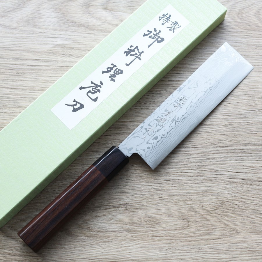kitaoka-n-sk180-2 北岡英雄 薄刃/菜切 180mm 白紙鋼 墨流
