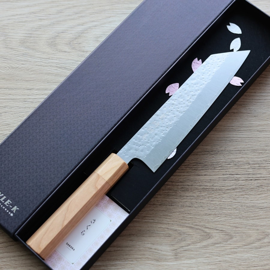 黑崎真 文化刀 180mm <br>SG2粉末鋼 櫻花鎚目