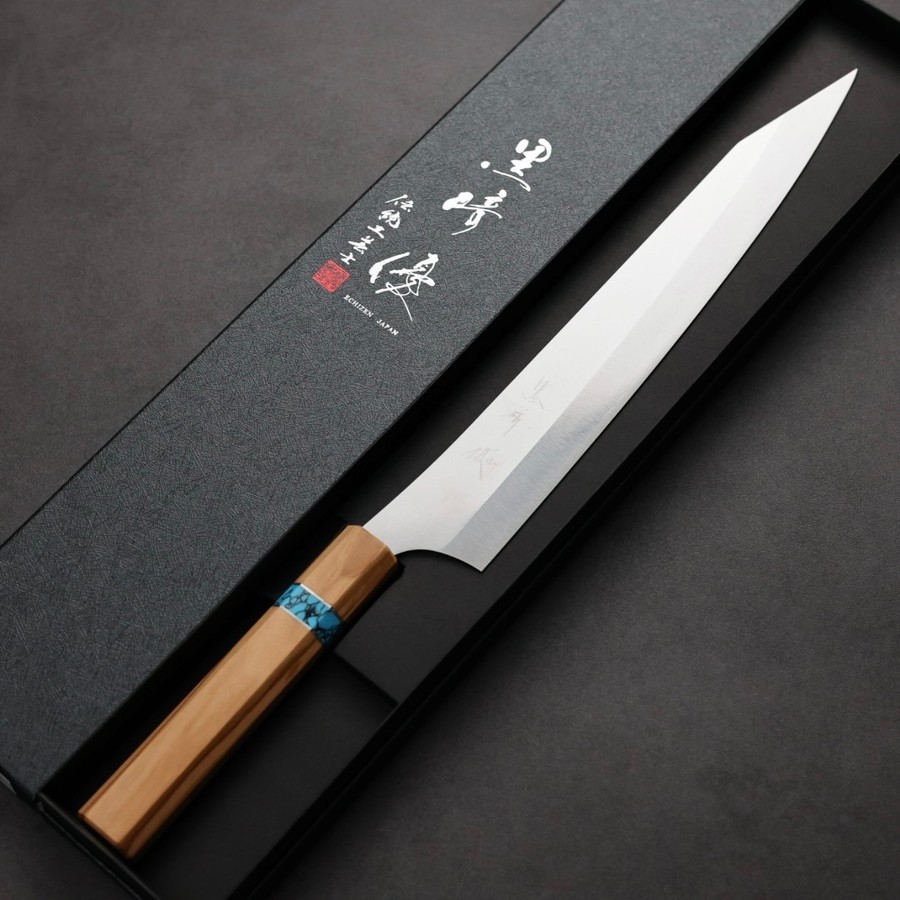 kurosakiyu-sj270gkb-2 黑崎優 月光 筋引 270mm VG XEOS鋼 橄欖木藍松石環