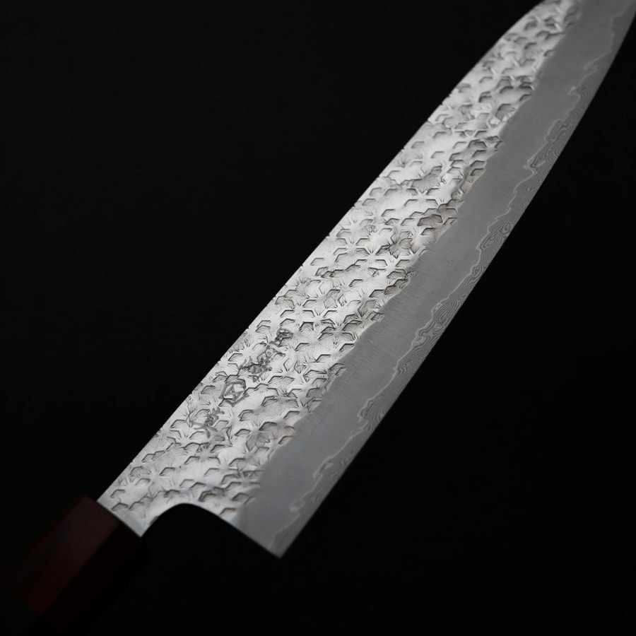 黑崎真 火炎 牛刀 210mm<br>無芯鋼 大馬士革