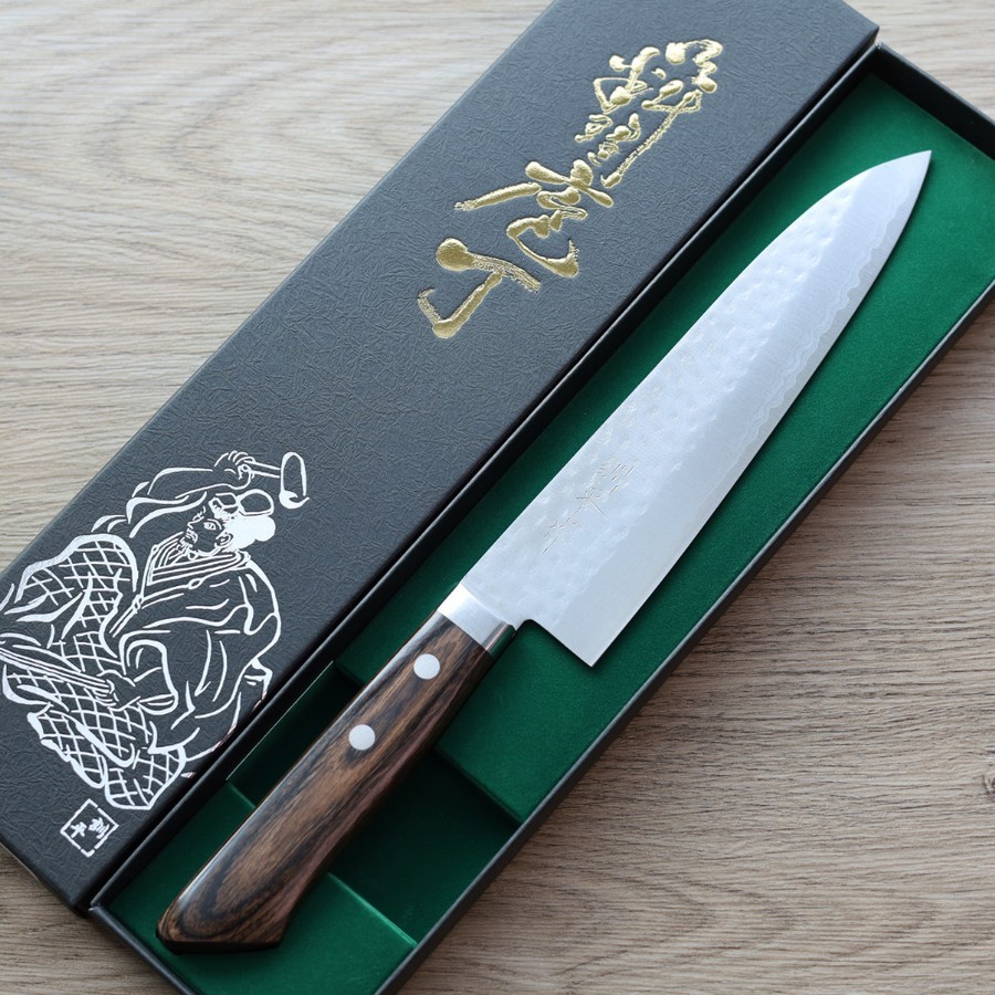 matsutani-gyuto-vg10-ks-2 增谷訓生 牛刀 180mm VG10鋼 鎚目大馬士革 刻流 蘇格蘭柄