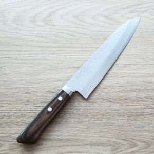 matsutani-gyuto-vg10-ks 增谷訓生 牛刀 180mm VG10鋼 鎚目大馬士革 刻流 蘇格蘭柄