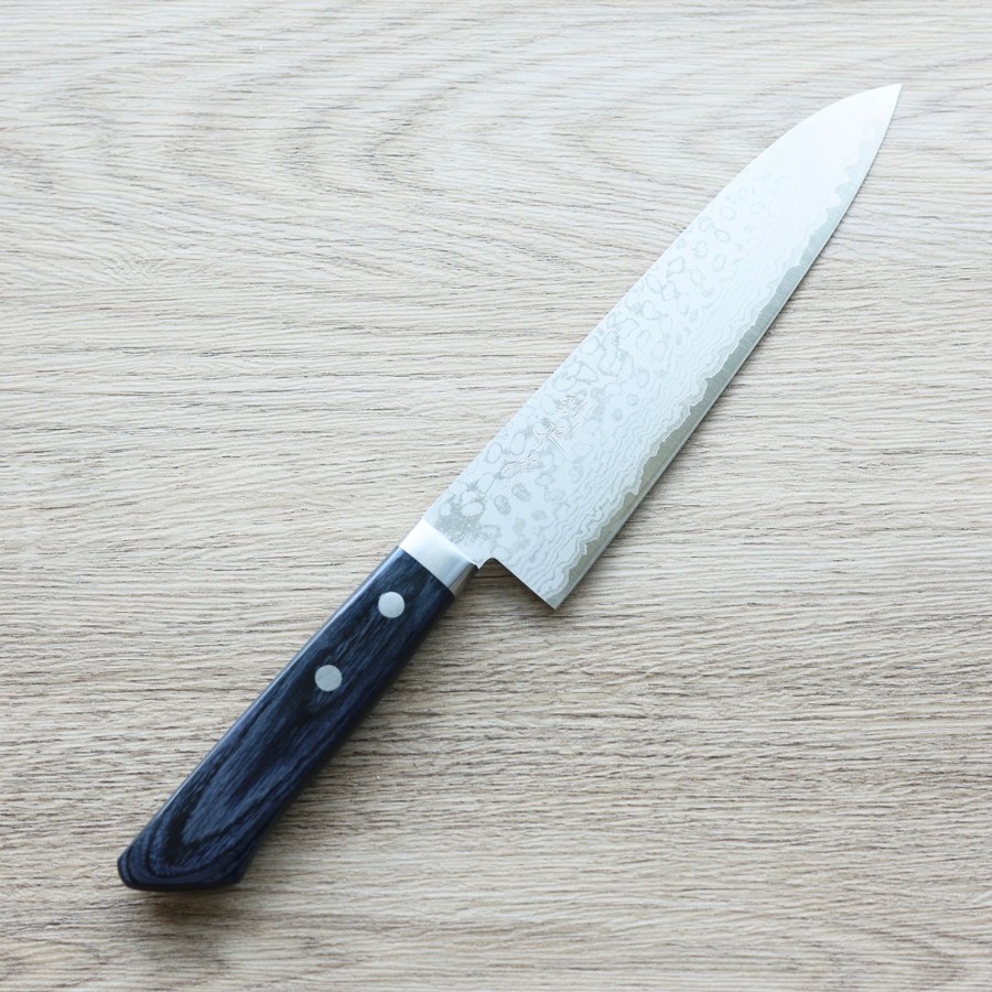matsutani-gyuto-vg10-ssb 增谷訓生 牛刀 180mm VG10鋼 鎚目大馬士革 彩流 藍柄