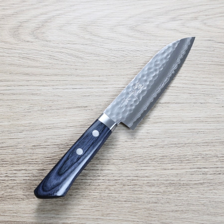 matsutani-ksantoku-vg10b 增谷訓生 小三德刀 130mm VG10鋼 刻流 藍柄