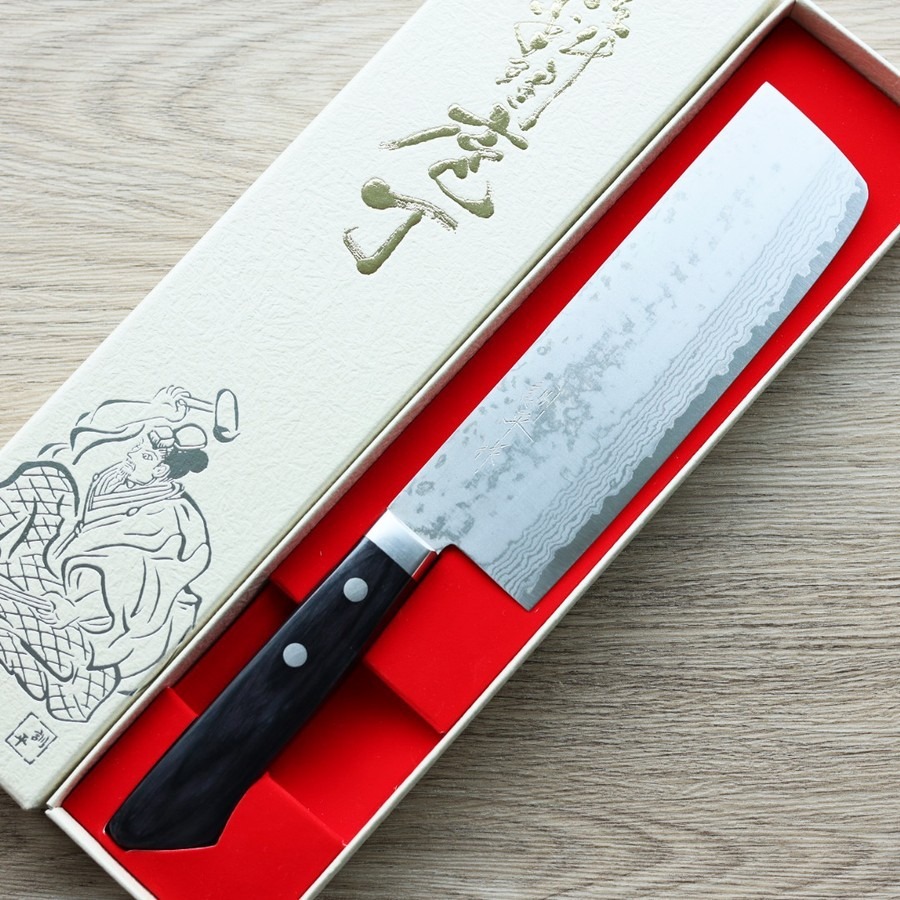 matsutani-nakiri-vg10-2 增谷訓生 菜切刀 165mm VG10鋼 大馬士革