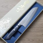 matsutani-s170-vg10-skg-2 增谷訓生 三德 170mm VG10鋼 鎚目大馬士革 雪華 藍柄