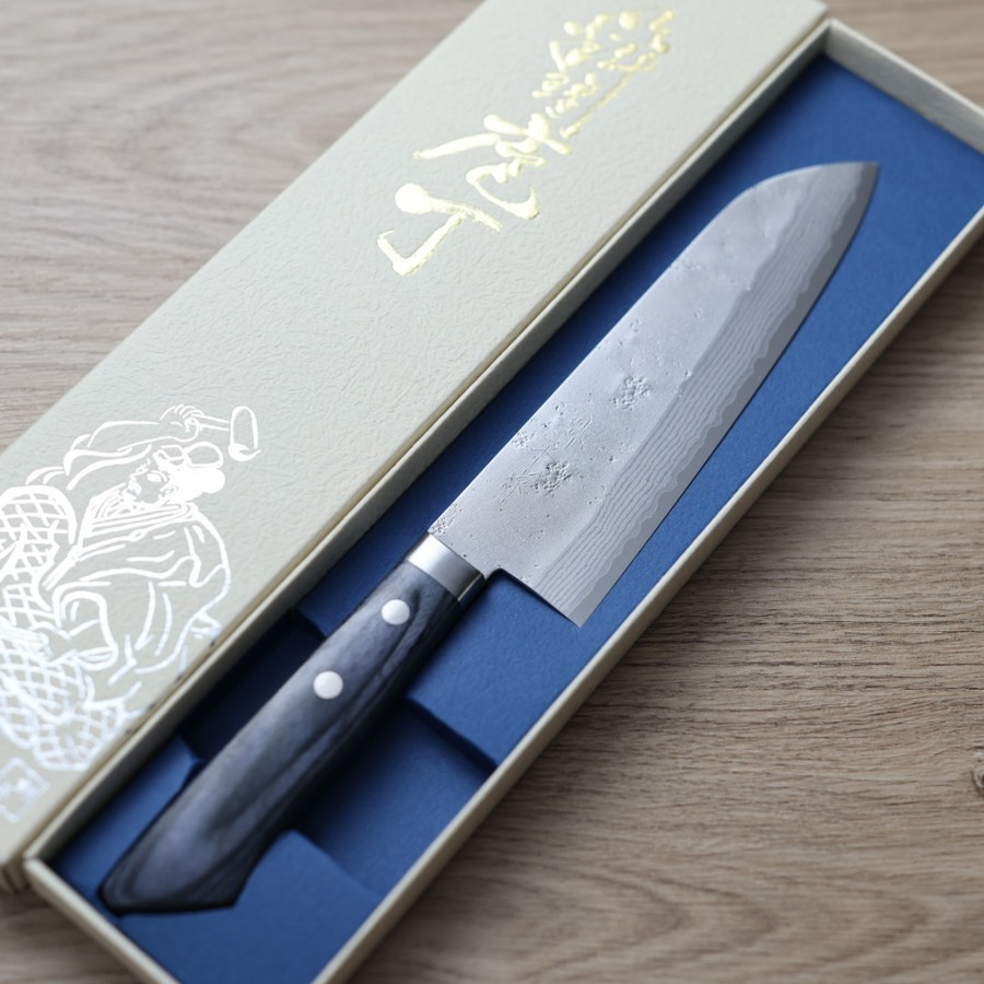 matsutani-s170-vg10-skg-2 增谷訓生 三德 170mm VG10鋼 鎚目大馬士革 雪華 藍柄