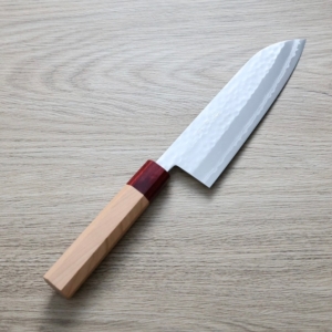 增谷訓生 三德刀 170mm VG10鋼 <br>刻流 和柄 雞翅八角柄