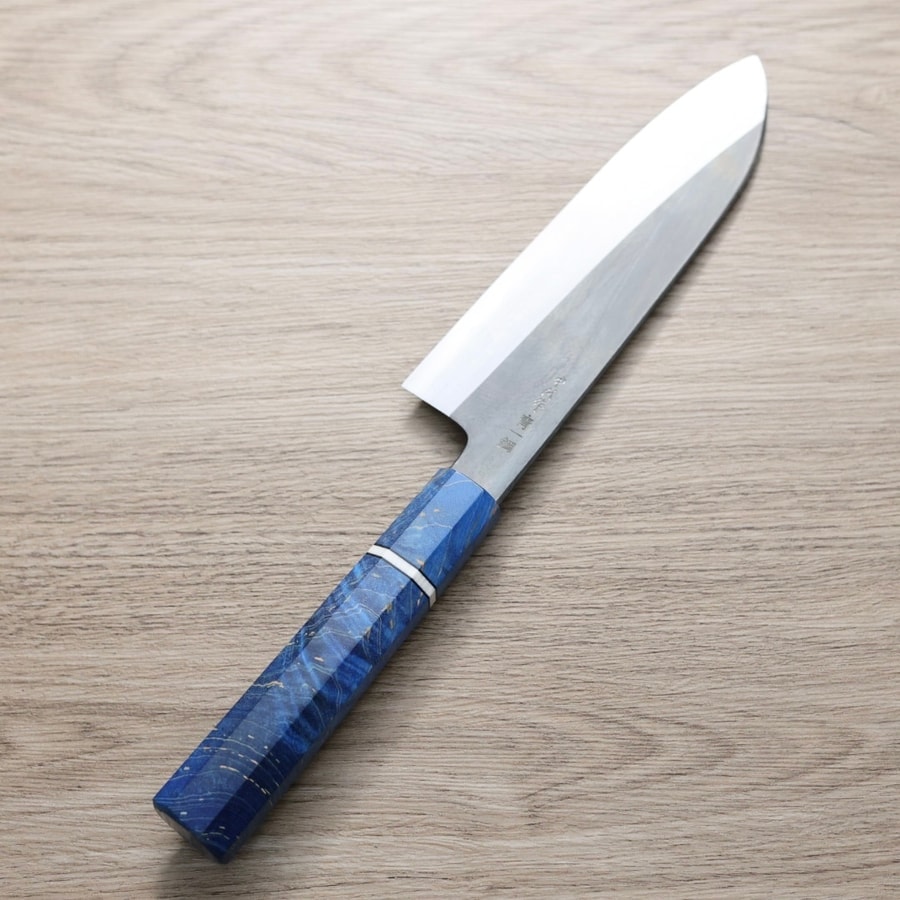nakagawa-gyuto-210ak-ss-1-3 中川打刃物 三德 165mm<br>青一鋼 黑染墨流
