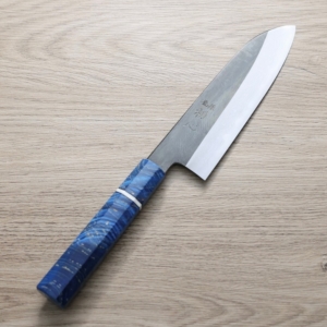 nakagawa-gyuto-210ak-ss-1 中川打刃物 三德 165mm<br>青一鋼 黑染墨流
