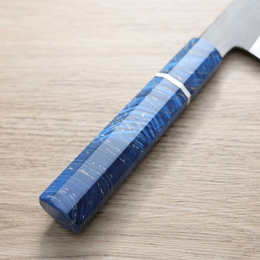 nakagawa-gyuto-210ak-ss-1-4 中川打刃物 三德 165mm<br>青一鋼 黑染墨流