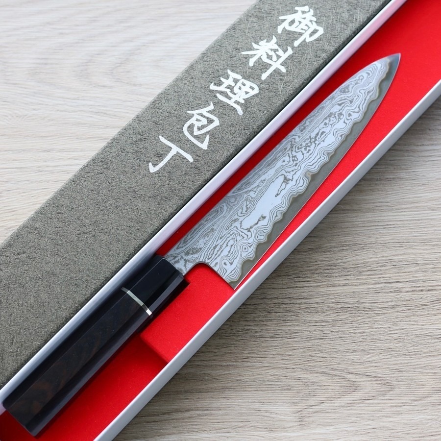 中川打刃物 牛刀 210mm 青一鋼 酸洗墨流/明神研磨