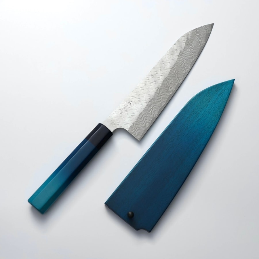 nigara-g210-sgst-a-2-1 藍包丁x二唐刃物 牛刀 210mm SG Strix粉末HSS鋼 鎚目大馬士革