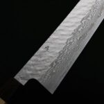 nigara-g210-vg10m-7 二唐刃物 牛刀 210mm VG10鋼 磨鎚目