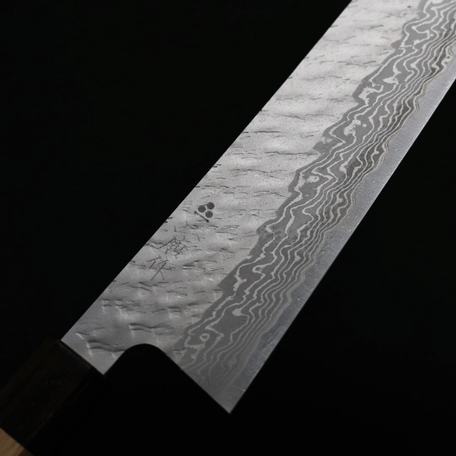 nigara-g210-vg10m-7 二唐刃物 牛刀 210mm VG10鋼 磨鎚目