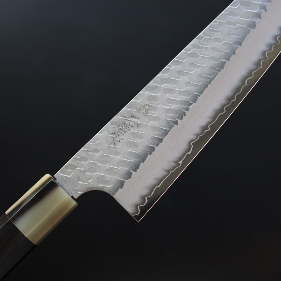nigara-gyuto-210-sg2-m-4-1 二唐刃物 牛刀 210mm SG2粉末HSS鋼 磨鎚目