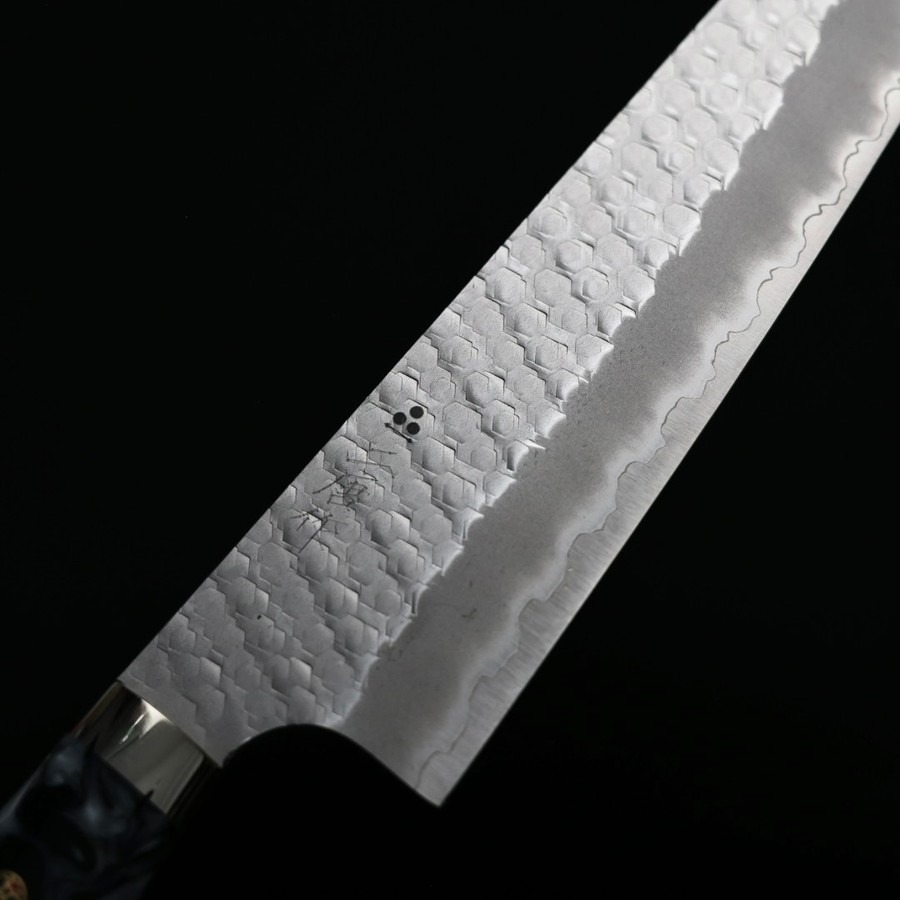 二唐刃物 牛刀 210mm SG2粉末<br>HSS鋼 磨鎚目 壓克力柄