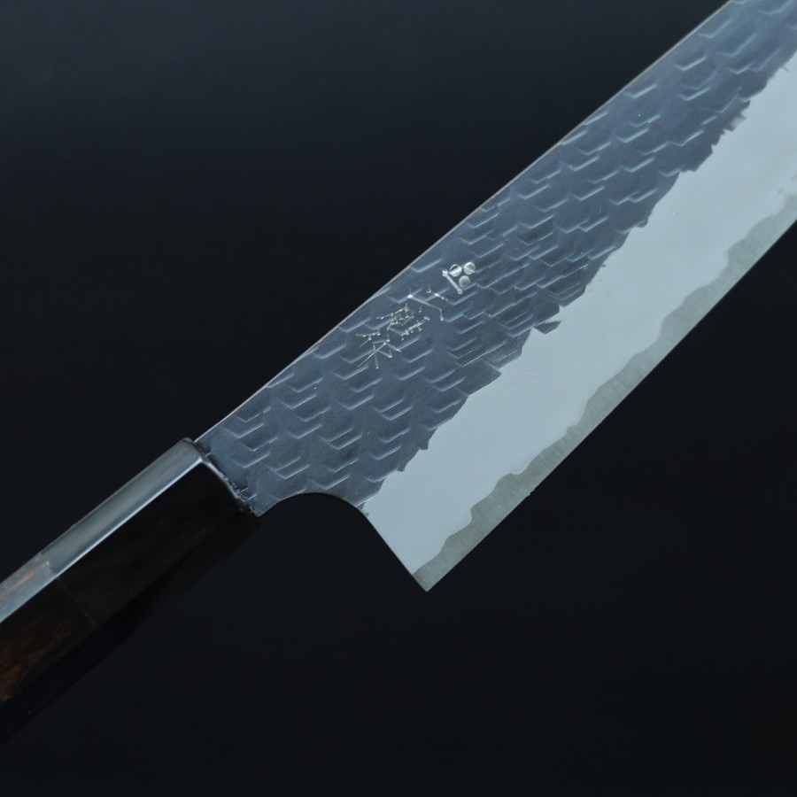 nigara-gyuto-210sg2-ku-4-1 二唐刃物 牛刀 210mm SG2粉末HSS鋼 黑打鎚目